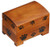 Polish Handcarved Wooden Box - Paw Print Chest, Plain Top/Med