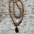 Wimberly Wood Bead Necklace With Agate - Dark Brown