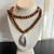 Wimberly Wood Bead Necklace With Agate - Navy