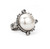French Kande Sterling Clad Spike Bezel Ring with White Shell Pearl Ring - 8