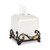 GG Collection White Stoneware Tissue Holder with Metal Gold Leaf Base