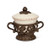 GG Collection Gracious Goods Cream Covered Bowl with Metal Holder