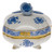 Herend Chinese Bouquet Blue Covered Bonbon With Rose 3 inch Sq