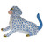 Herend Shaded Blue Fishnet Figurine - Labrador With Ball 3 inch H