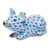 Herend Shaded Blue Fishnet Figurine - Little Pig Lying 2 inch L X 1.25 inch H