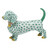 Herend Porcelain Shaded Green Dachshund 3.25L X 2.25H