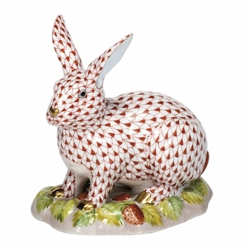 Herend Shaded Rust Bunny Rabbit Figurines