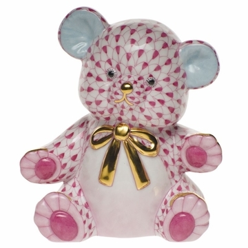 Herend Shaded Raspberry Pink Bear Figurines