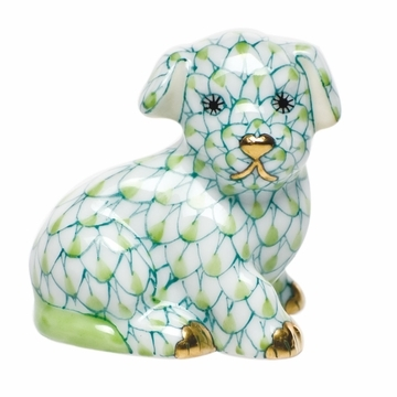 Herend Shaded Lime Green Dog Figurines