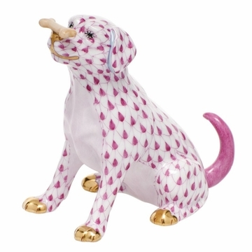 Herend Shaded Raspberry Pink Dog Figurines