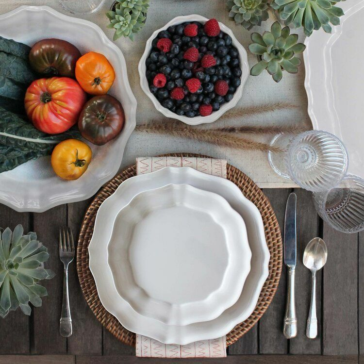 Shop by Category - Dinnerware & Glassware - Le Cadeaux Melamine Dinnerware  & Serveware - Le Cadeaux Basque White Dinnerware - Distinctive Decor