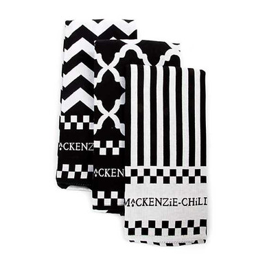 MacKenzie-Childs  Black & White Dot Dish Towels, Set of 3