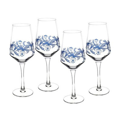 Blue Italian Set of 4 Champagne Flutes