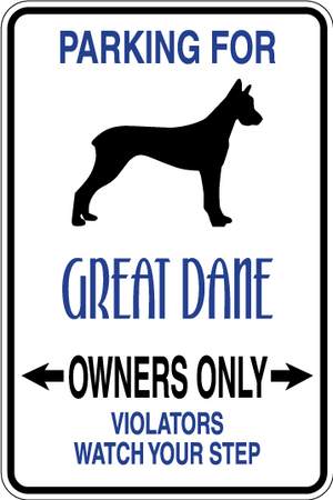Great Dane Parking Only Sign Decal