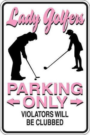 Lady Golfer Parking Only Sign Decal