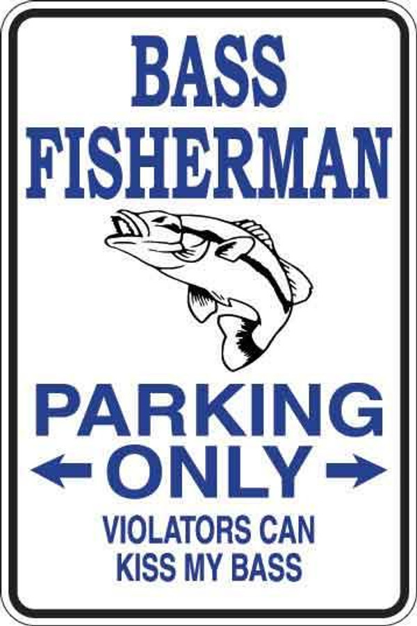 Bass Fisherman Parking Only Sign Decal