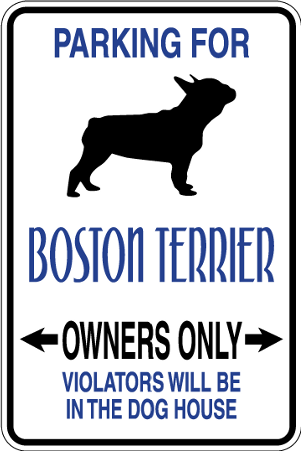 Boston Terrier Parking Only Sign Decal
