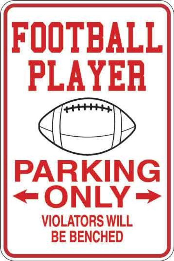 Football Player Parking Only Sign Decal