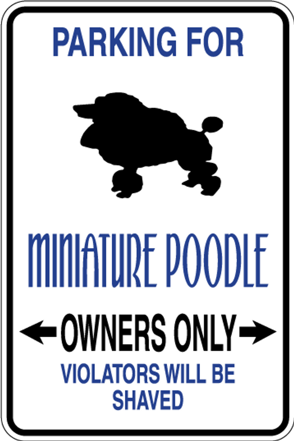 Miniature Poodle Parking Only Sign Decal