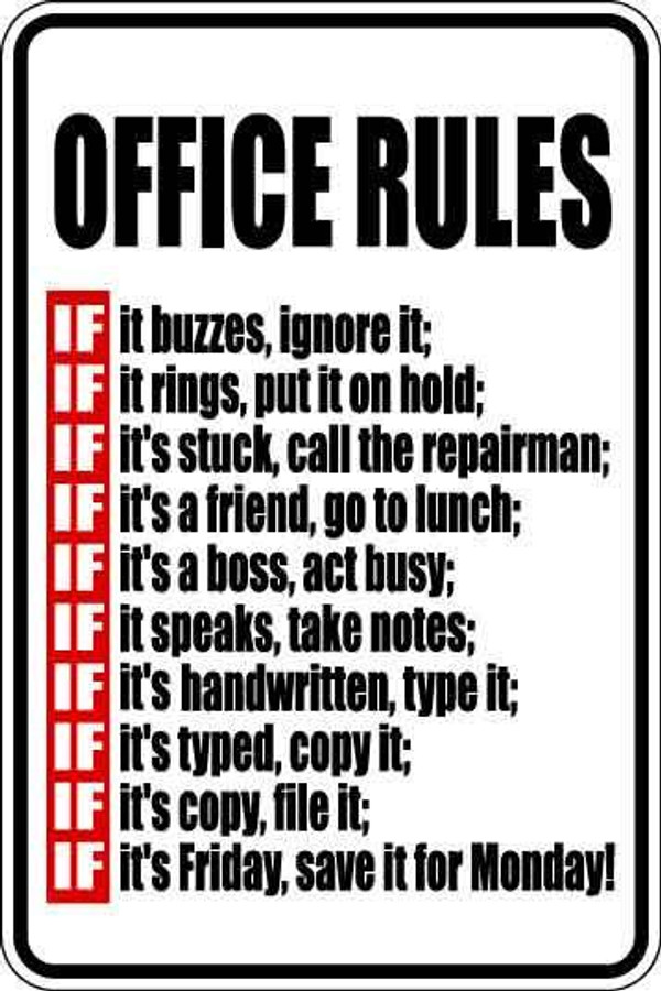 Office Rules Sign Decal