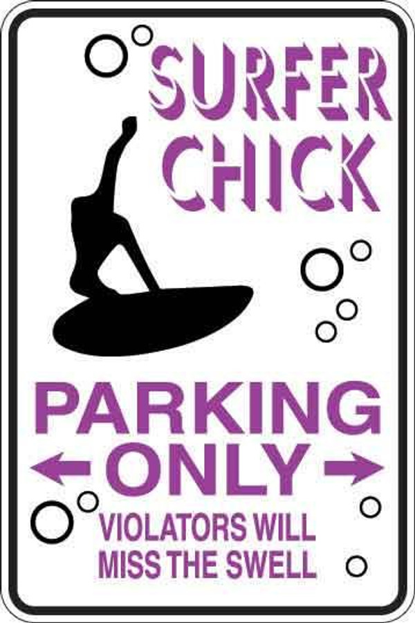 Surfer Chick Parking Only Sign Decal
