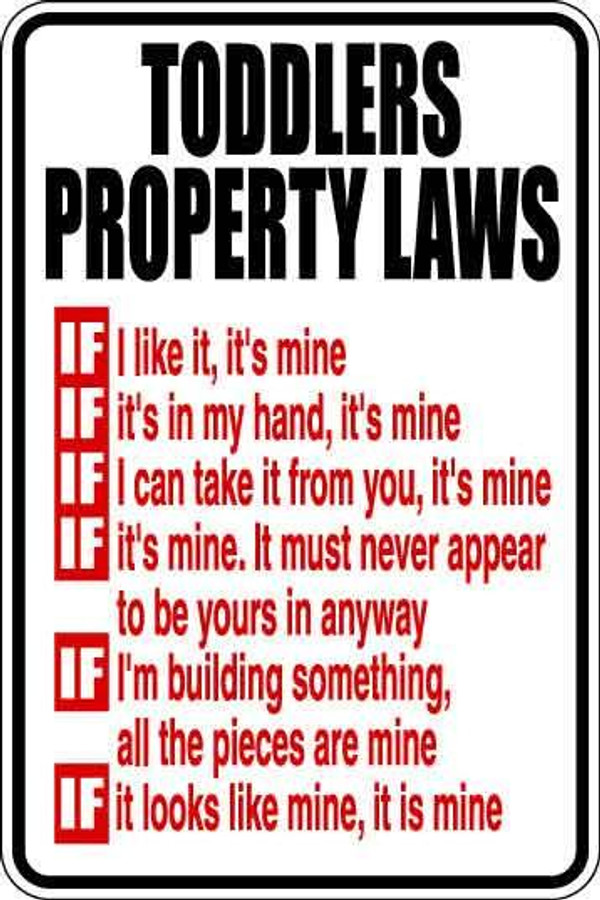 Toddlers Property Laws Sign Decal