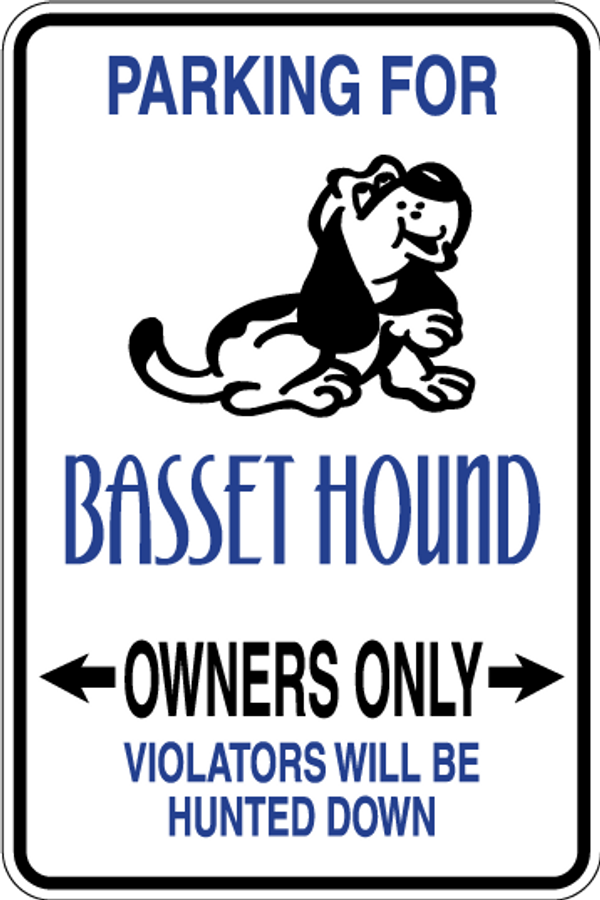 Basset Hound Parking Only Sign Decal