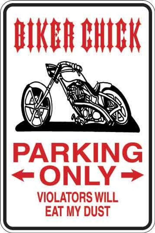 Biker Chick Parking Only Sign Decal