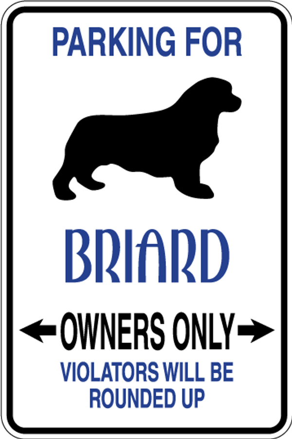 Briard Parking Only Sign Decal
