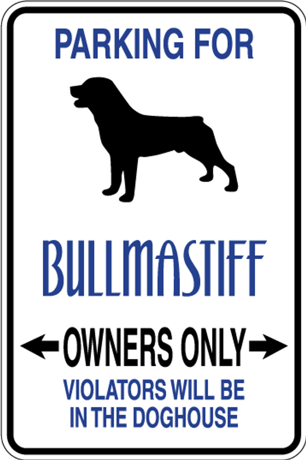 Bullmastiff Parking Only Sign Decal