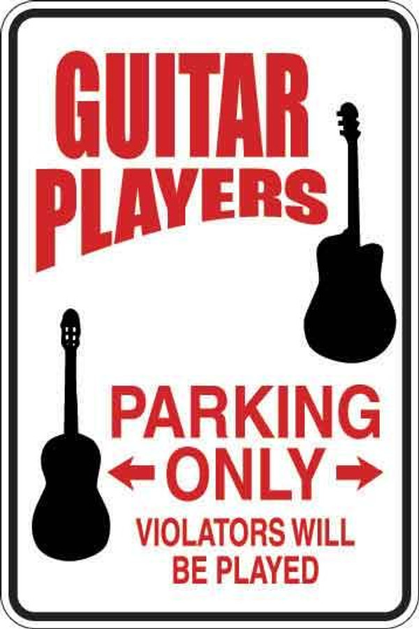 Guitar Players Parking Only Sign Decal