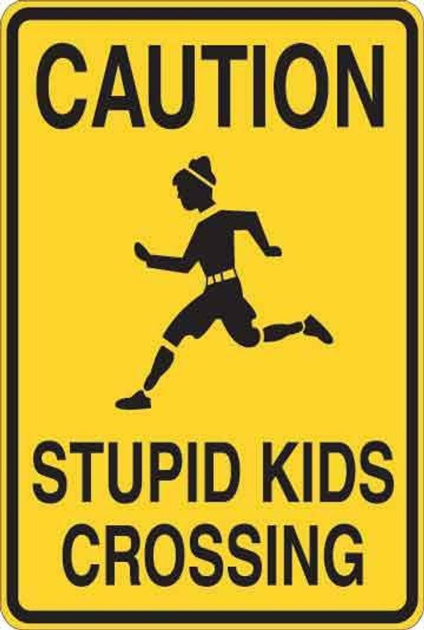 Stupid Kids Crossing Sign Decal
