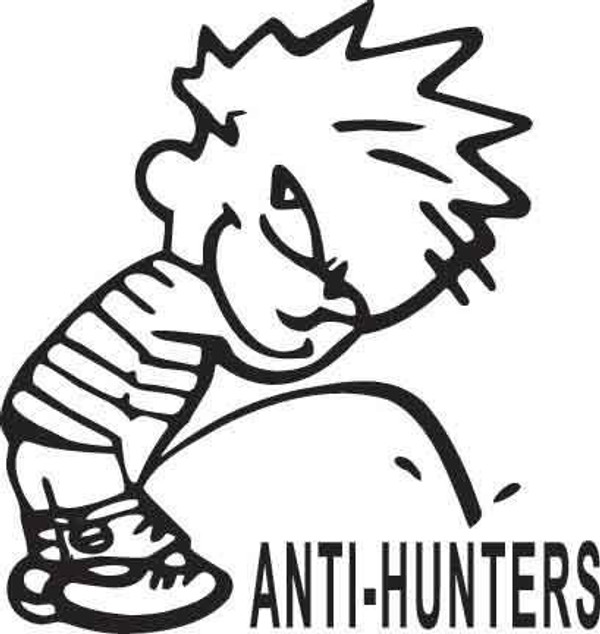 Boy Peeing On Anti-Hunters Decal