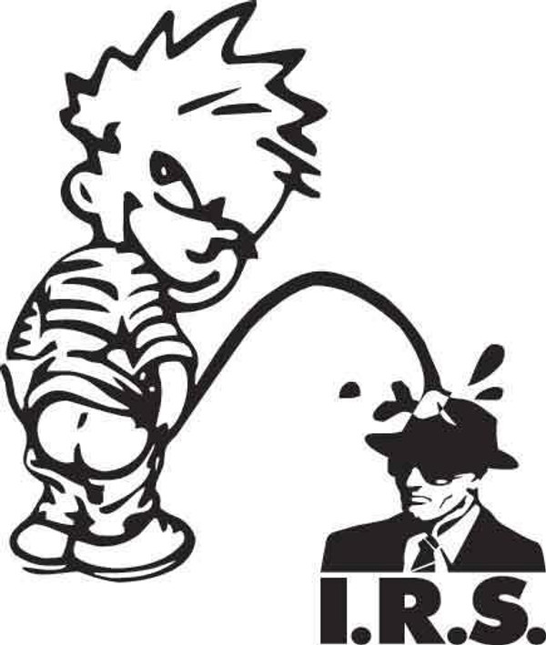 Boy Peeing On IRS Decal