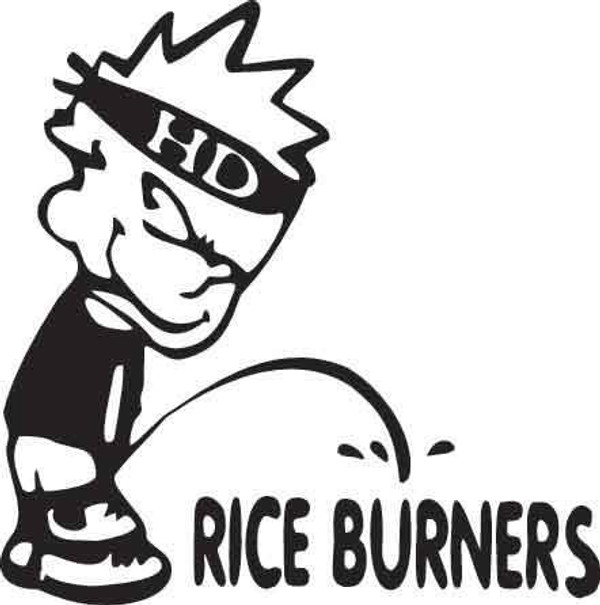 Boy Peeing On Rice Burners Decal