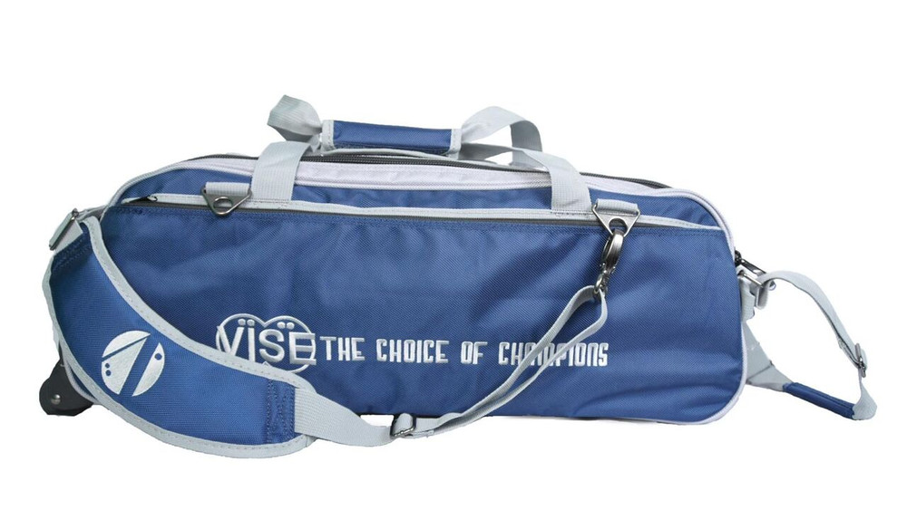 Vise 3 Ball Clear Top Roller Bowling Bag Navy Silver