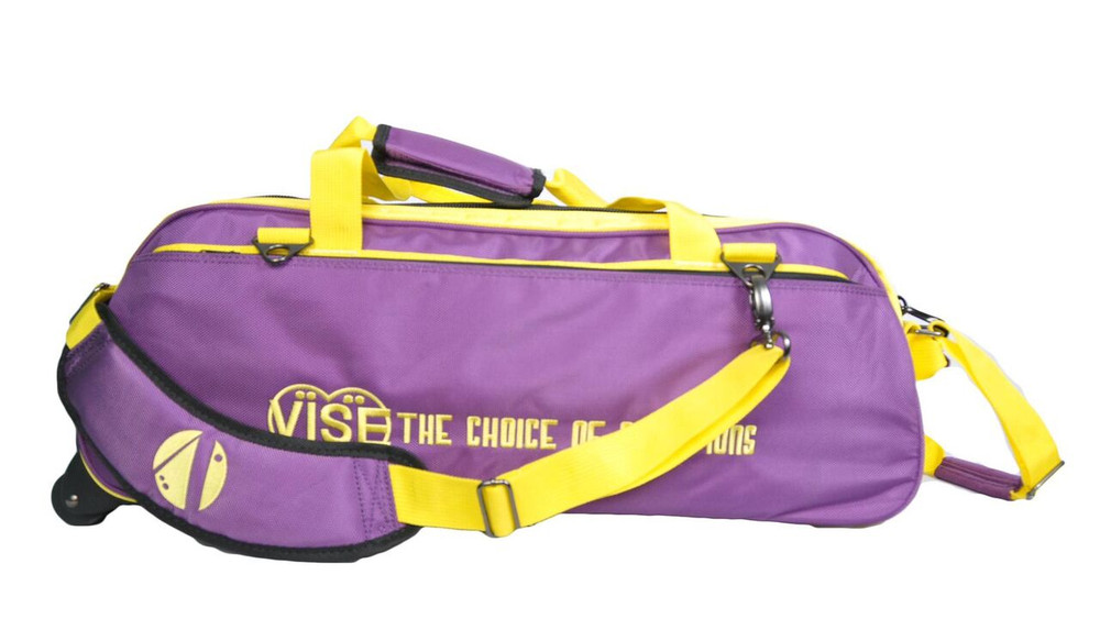 Vise 3 Ball Clear Top Roller Bowling Bag Purple Yellow