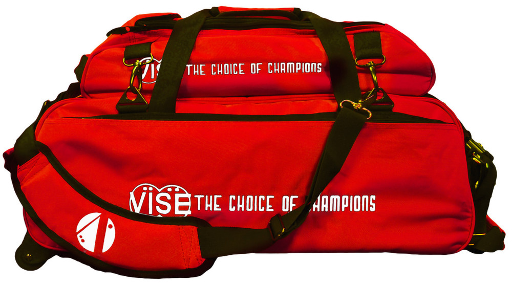 Vise 3 Ball Tote Roller Bowling Bag with Shoe Pouch Red
