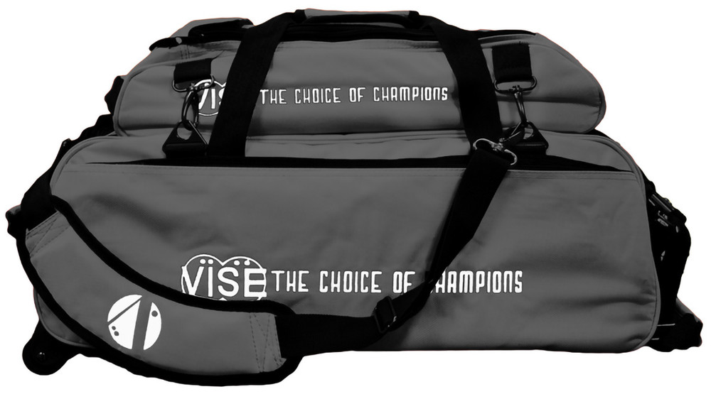 Vise 3 Ball Tote Roller Bowling Bag with Shoe Pouch Gray