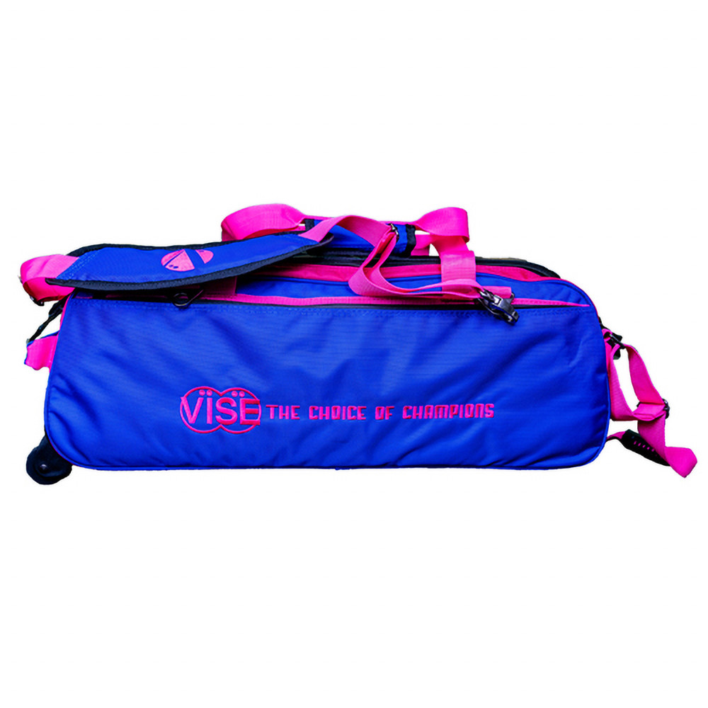 Vise 3 Ball Clear Top Roller Bowling Bag Blue Pink