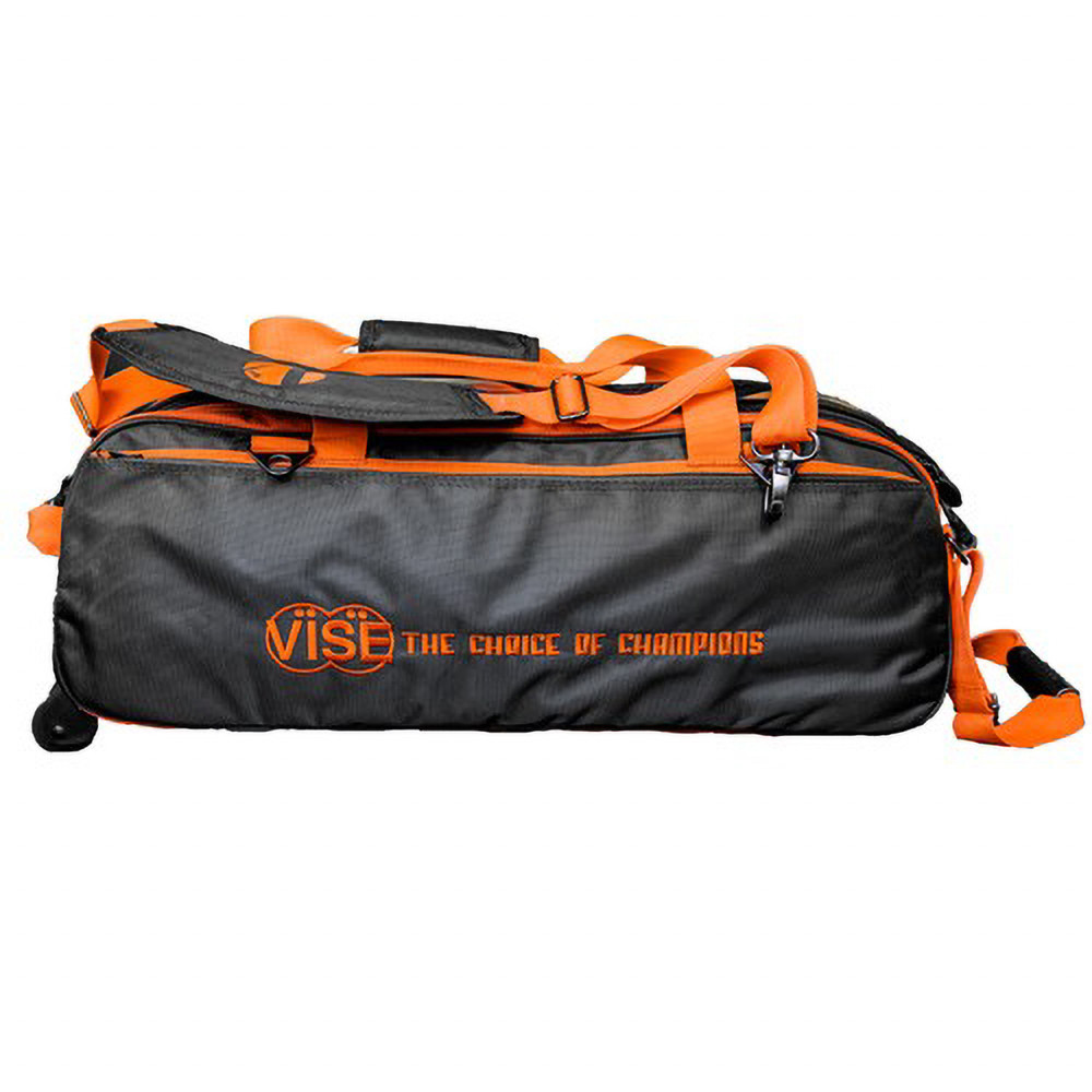 Vise 3 Ball Clear Top Roller Bowling Bag Black Orange