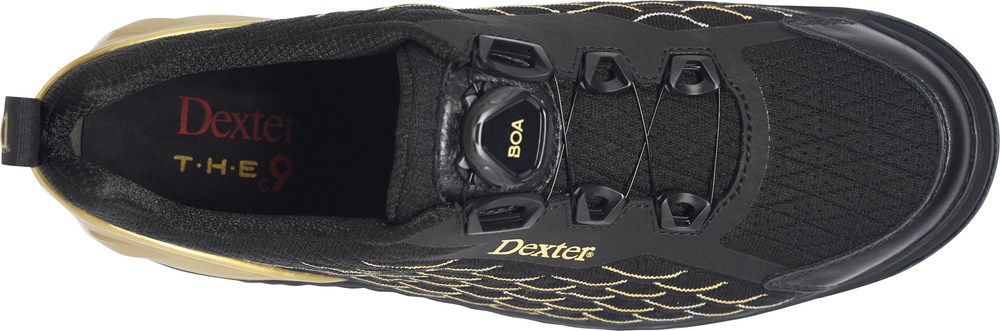 Dexter The C9 Knit Boa BOA Black/Gold Bowling Shoes Wide