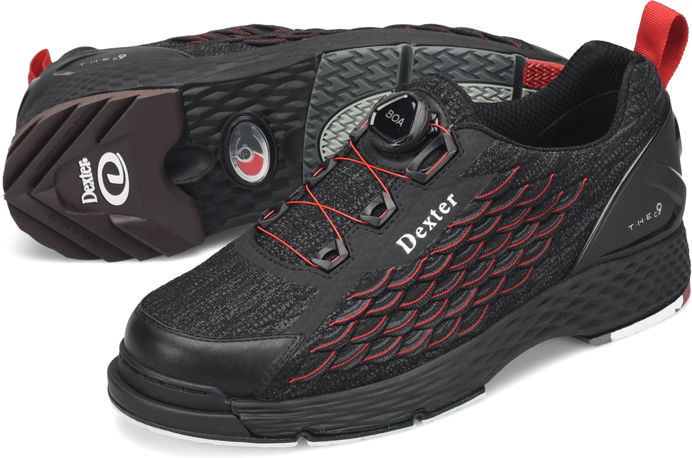 Dexter The C9 Knit Boa BOA Black/Red Bowling Shoes Wide