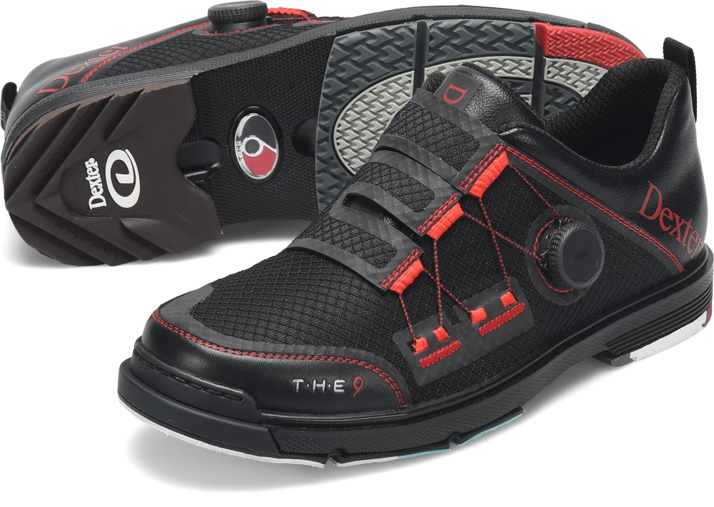 Dexter The 9 Stryker Boa BOA Black/Red Bowling Shoes Wide