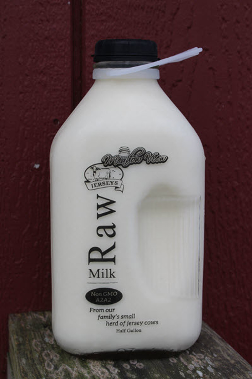 Non-GMO A2A2 high fat content raw cow milk from Meadowview Jerseys farm.  Pastured, 80%