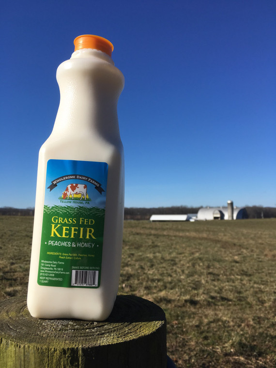 Organically raised Cow's Kefir made from Wholesome dairy farm, 100% grass fed milk with real Peaches and Honey. (32 oz)