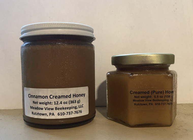 Creamed Pure Raw  Honey Cinnamon by Meadow View Beekeeping from Bethel PA. 12.4oz