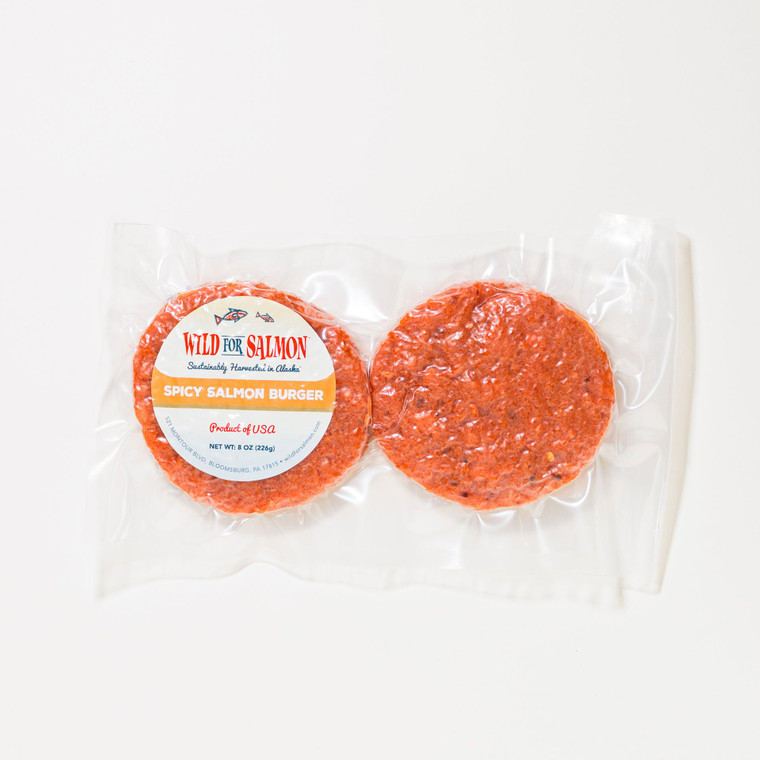 Spicy Salmon Sockeye Burgers 1lb (4 burgers)