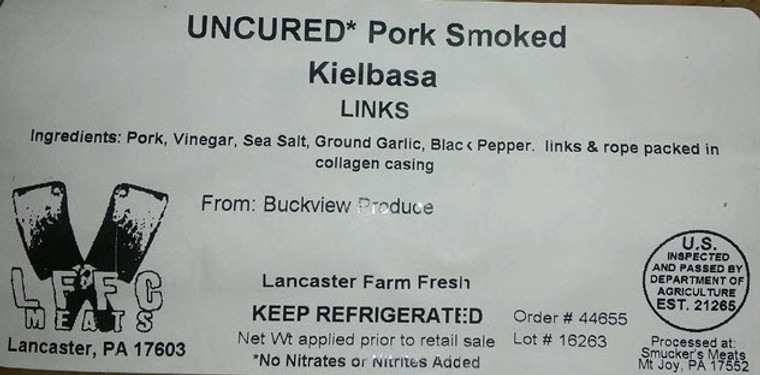 Pork Grillers Kielbasa, Pastured, Non-GMO Feed, 1lb lffc