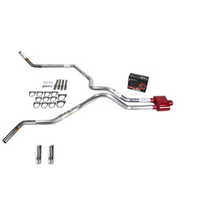 Silverado 07-13 dual exhaust 2.5 SS pipe Cherry Bomb Extreme RW Tip Corner exit